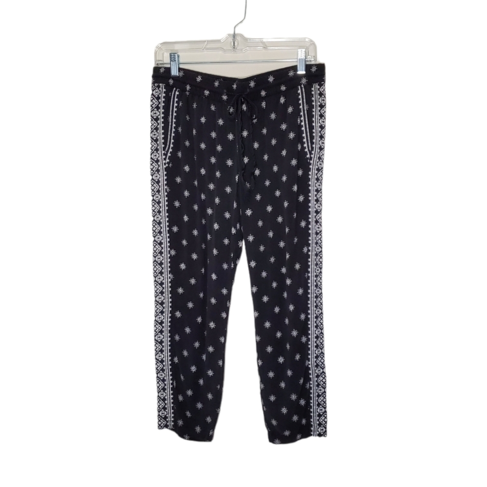 Old Navy Patterned Cropped Midrise Soft Pants Small Black